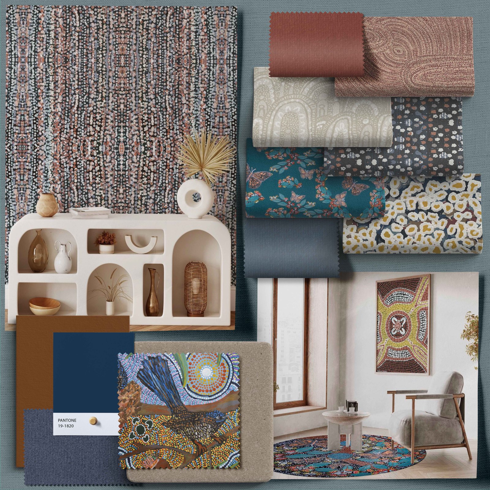 Indigenous Moodboard Blue Orange 1 lr