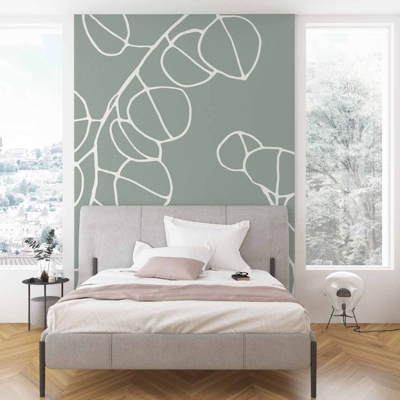 leaf outline concept orbicular leaves bedroom mural square