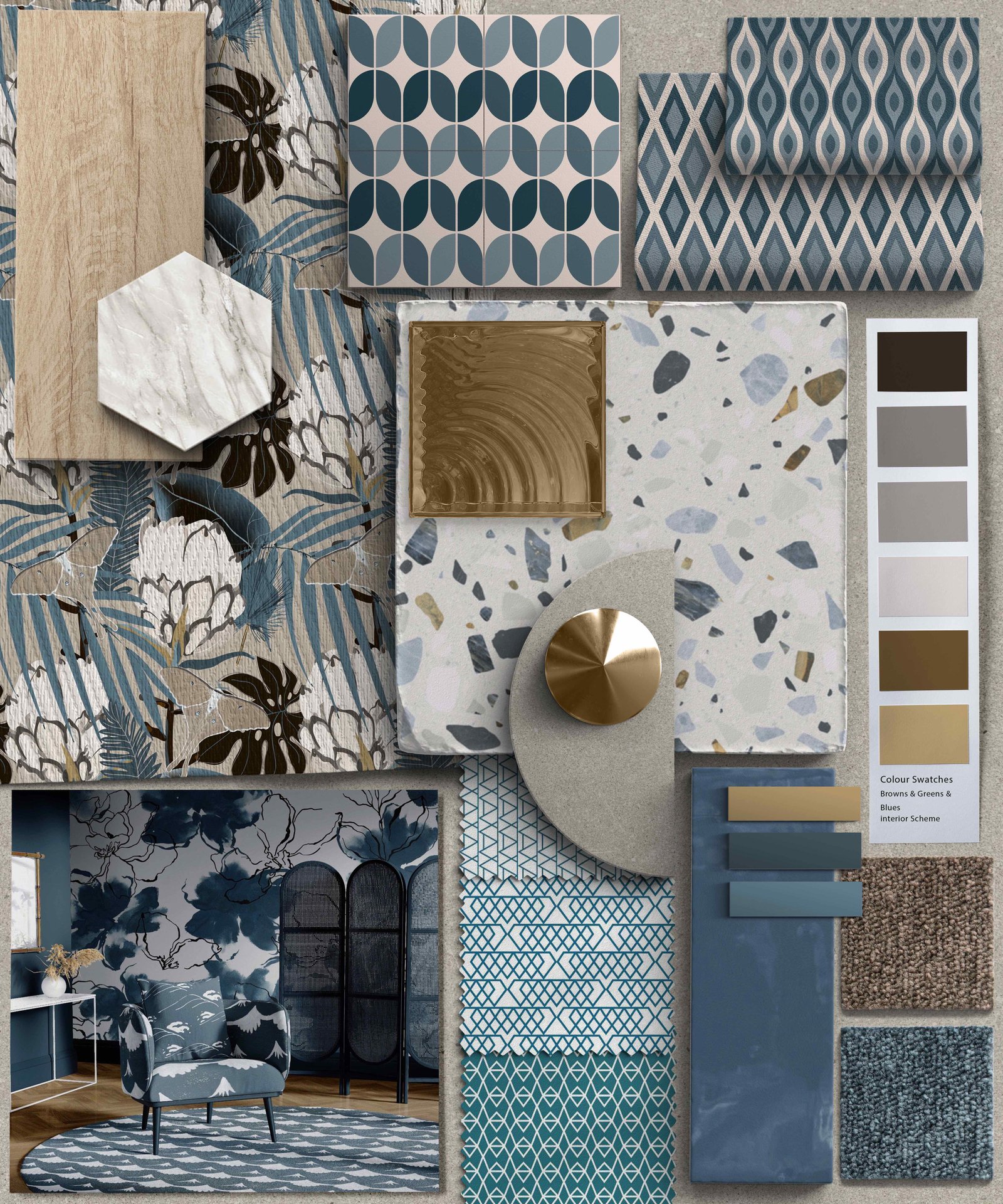 Blue and Brown Moodboard 1