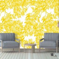 fronds silhouette intertwined mustard white