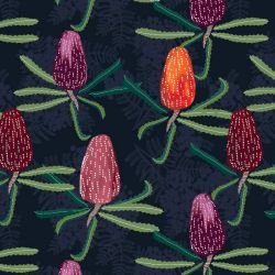 australian botanical bright dot on purple wattle