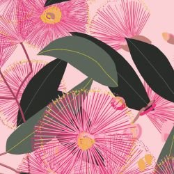 australian botanical gum blossom pink on pink detail