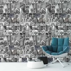 photographic collages concept wallpaper chair