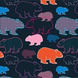 native fauna wombats navy multi