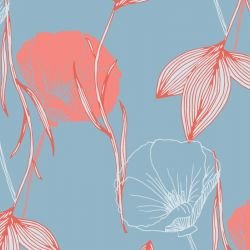 floral waves tossed poppies botany detail