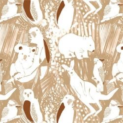 native fauna linocut hesian