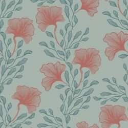 botanical waves ginko vines slate fern blush