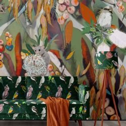 native fauna concept upholstery wallpaper lampshade