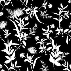 modern botanic chrysanths outline monotone