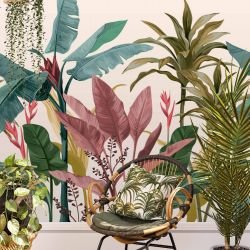 jungle chic concept wallpaper mural and chair