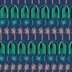 architectural forms surrealist palms denim