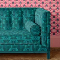 architectural forms concept couch upholstery and wallpaper