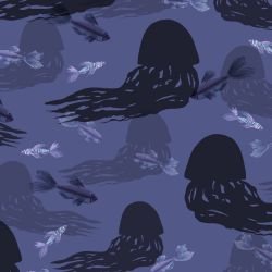 ocean life jelly fishy midnight