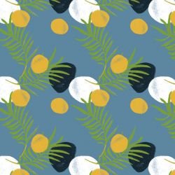 beachside blossoms fern frond dew