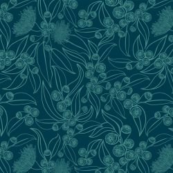 australian summer sketched flowering gum quetzal