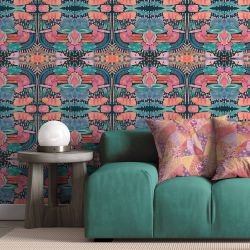artistic expressions concept wallpaper and cushion upholstery