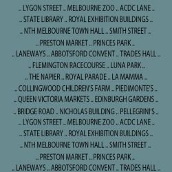 tram scrolls northside landmarks charcoal font teal background