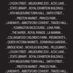 tram scrolls northside landmarks white font