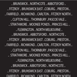 tram scrolls northside suburbs white font