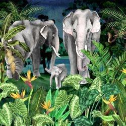 jungle story elephant mural night time