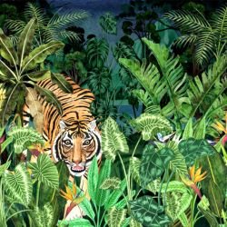 jungle story tiger mural night time