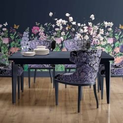 the painted garden concept wallpaper and fabric upholstery