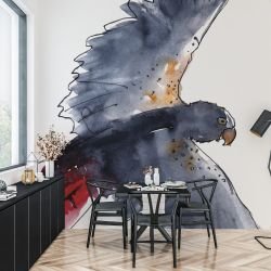 australian native doodles birds gliding red tail cockatoo concept