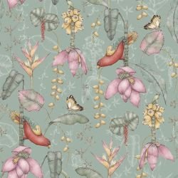 textured tropics inky eden green blue