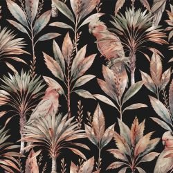 textured tropics parrots and palms black