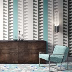 bloom concept wallpaper armchair and printed carpet