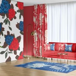 blossoms concept wallpaper rug curtain cushions