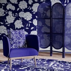 blossom concept wallpaper rug cushion armchair upholstery
