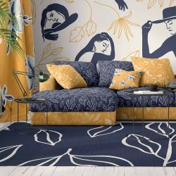 provence concept rug navy leaf