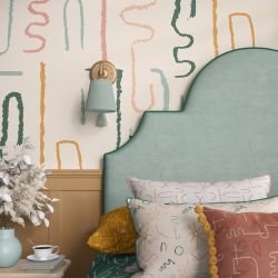 boho sketches concept bedroom cushions  wallpaper and duvet