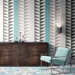 bloom concept wallpaper armchair and printed carpet