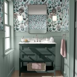 bushland beauties concept bathroom wallpaper and rug