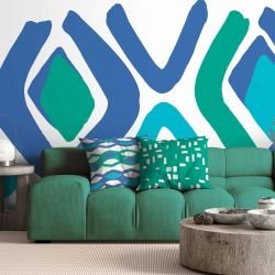 collected concept mural wallpaper and cushions