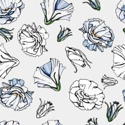 flower doodles rustic buds blue green