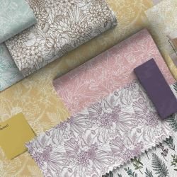 flower doodles moodboard yellow purple green