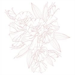 flower doodles mural blossoming art cotton candy white