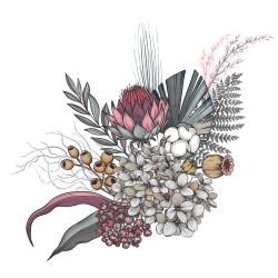 flower doodles mural faded posy vintage