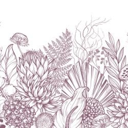 flower doodles mural floral bounds outlined pink white