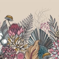 flower doodles mural floral bounds vintage cream