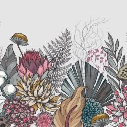 flower doodles mural floral bounds vintage offwhite 