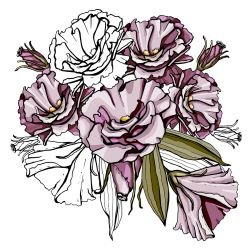 flower doodles mural floraly blooms purple green