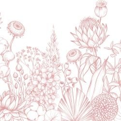 flower doodles mural flourishing floret dusty pink white