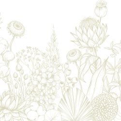 flower doodles mural flourishing floret pistachio white 