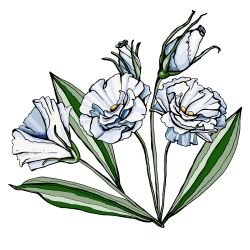 flower doodles mural grounding florals blue green