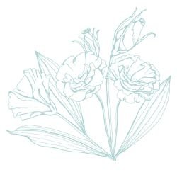 flower doodles mural grounding florals cyan blue white