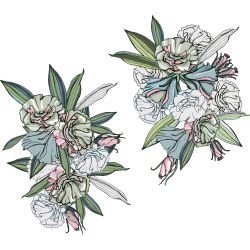 flower doodles mural native peonies greenery
